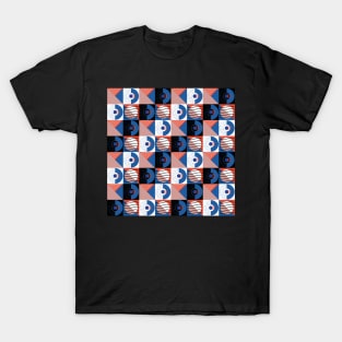 Orange 80s Memphis Geometric Abstract Checked Postmodern Pattern T-Shirt